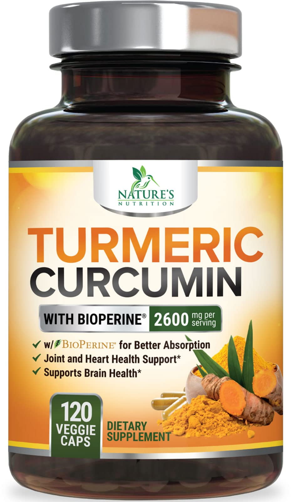 Turmeric Curcumin with BioPerine 95 Standardized Curcuminoids 2600mg