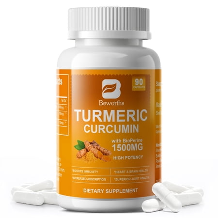 Turmeric Curcumin Capsules,1500mg with Black Pepper High Absorption,Joint Support Herbal Supplement