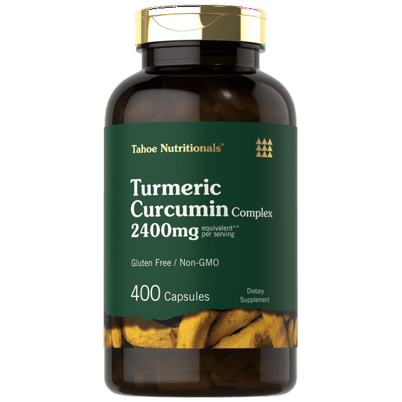 Turmeric Curcumin Capsules 2400mg | 400 Count | Non-GMO, Gluten Free Complex | Tahoe Nutritionals by Carlyle