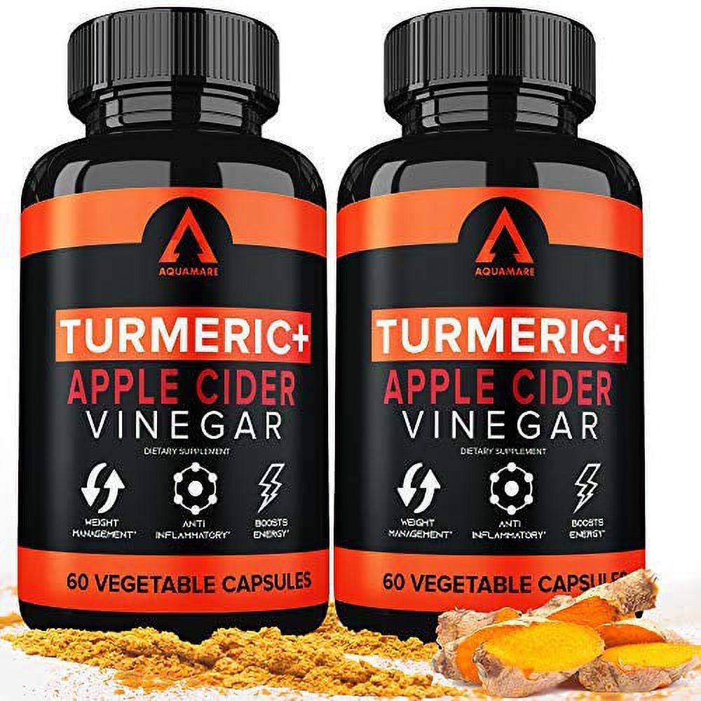 Turmeric Curcumin Capsules Bioperine 1650mg Supplements with Apple Cider Vinegar Black Pepper Ginger Extract, Tumeric Organic Powder Pills, Premium Joint & Healthy Inflammatory Support (2-Pack) - image 1 of 3