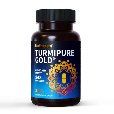 Turmeric Curcumin with Clinically Studied TurmiPure - 1 Small Cap Daily, 24x More Absorption than Others - Joint Support, Healthy Inflammation Tumeric Supplements - Non-GMO - 30 Servings