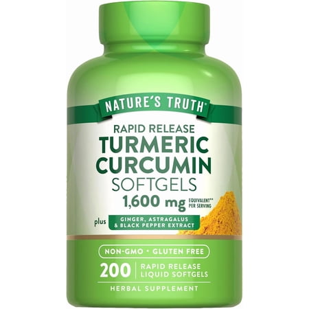 Turmeric Curcumin Complex | Plus Ginger, Astragalus, & Black Pepper Extract | 200 Softgels | by Nature's Truth
