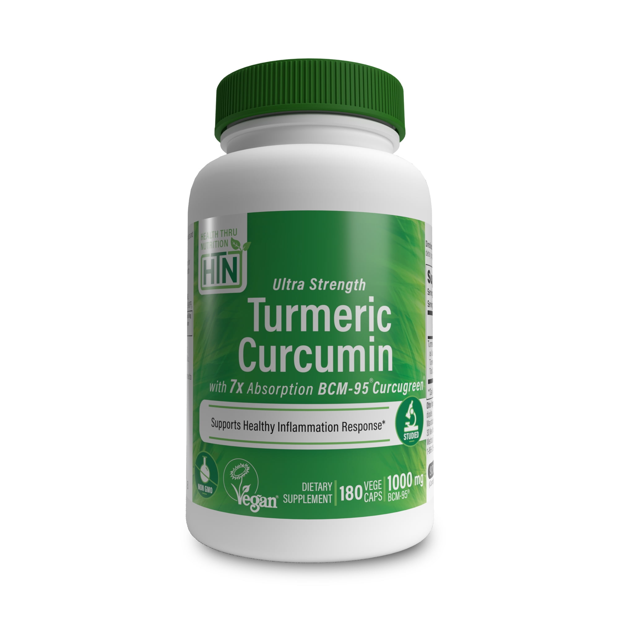 Turmeric Curcumin Complex (Vegan) as BCM-95® Curcugreen® (1000mg) 180 Vegecaps by Health Thru Nutrition