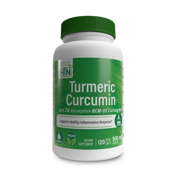 Turmeric Curcumin Complex (Vegan) as BCM-95® Curcugreen® (500mg) 120 Vegecaps by Health Thru Nutrition