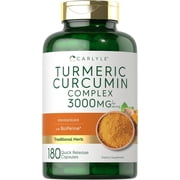 Turmeric Curcumin Complex with Bioperine | 3000mg | 180 Capsules | by Carlyle