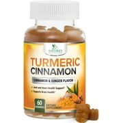 Turmeric Curcumin Gummies 95% Curcuminoids with Cinnamon, Ginger & Black Pepper Extract for Max Absorption Joint Support Supplement, Nature's Herbal Turmeric Gummy Pills, Vegan Non-GMO - 60 Gummies