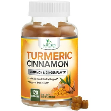 Turmeric Curcumin Gummies 95% Curcuminoids with Cinnamon, Ginger & Black Pepper Extract for Max Absorption Supplement, Nature's Herbal Turmeric Gummy Pills, Vegan Non-GMO - 120 Gummies