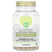 MAJUs Organic Mental Mushroom Capsules, 90 Count - Edible Extract Supplement w/ Lions Mane, Cordyceps, Reishi & Chaga for Focus, Wellness & Immune Health