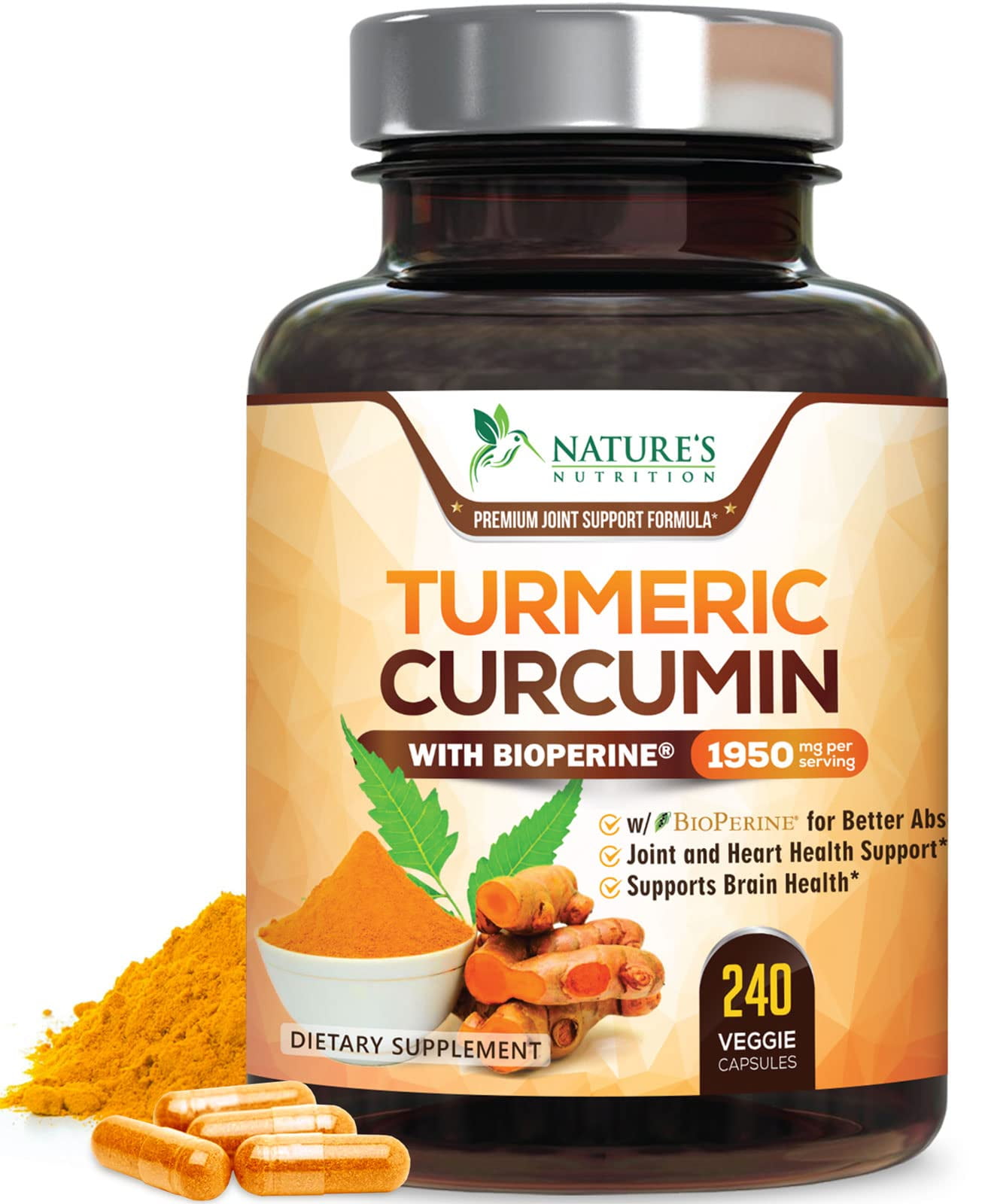 Nature's Nutrition, Turmeric Curcumin Supplement, 240 Capsules ...