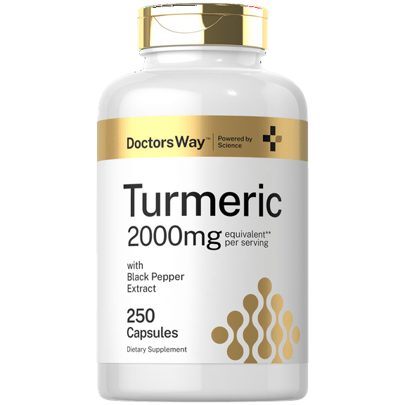 Turmeric Curcumin Supplement 2000mg | 250 Capsules for Men and Women | by Doctor's Way