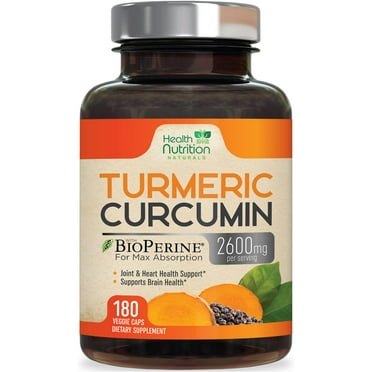 Turmeric Curcumin Supplement 2600mg with Black Pepper Extract 95% Curcuminoids - High Absorption Ultra Potent Turmeric Capsules with BioPerine, Nature's Tumeric Pills for Joint Support - 180 Capsules