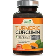 Turmeric Curcumin Supplement 2600mg - 95% Curcuminoids with Organic Turmeric & BioPerine Black Pepper for Best Absorption, Natures Vegan Joint Support, Non-GMO Tumeric, Bottled in USA - 120 Capsules