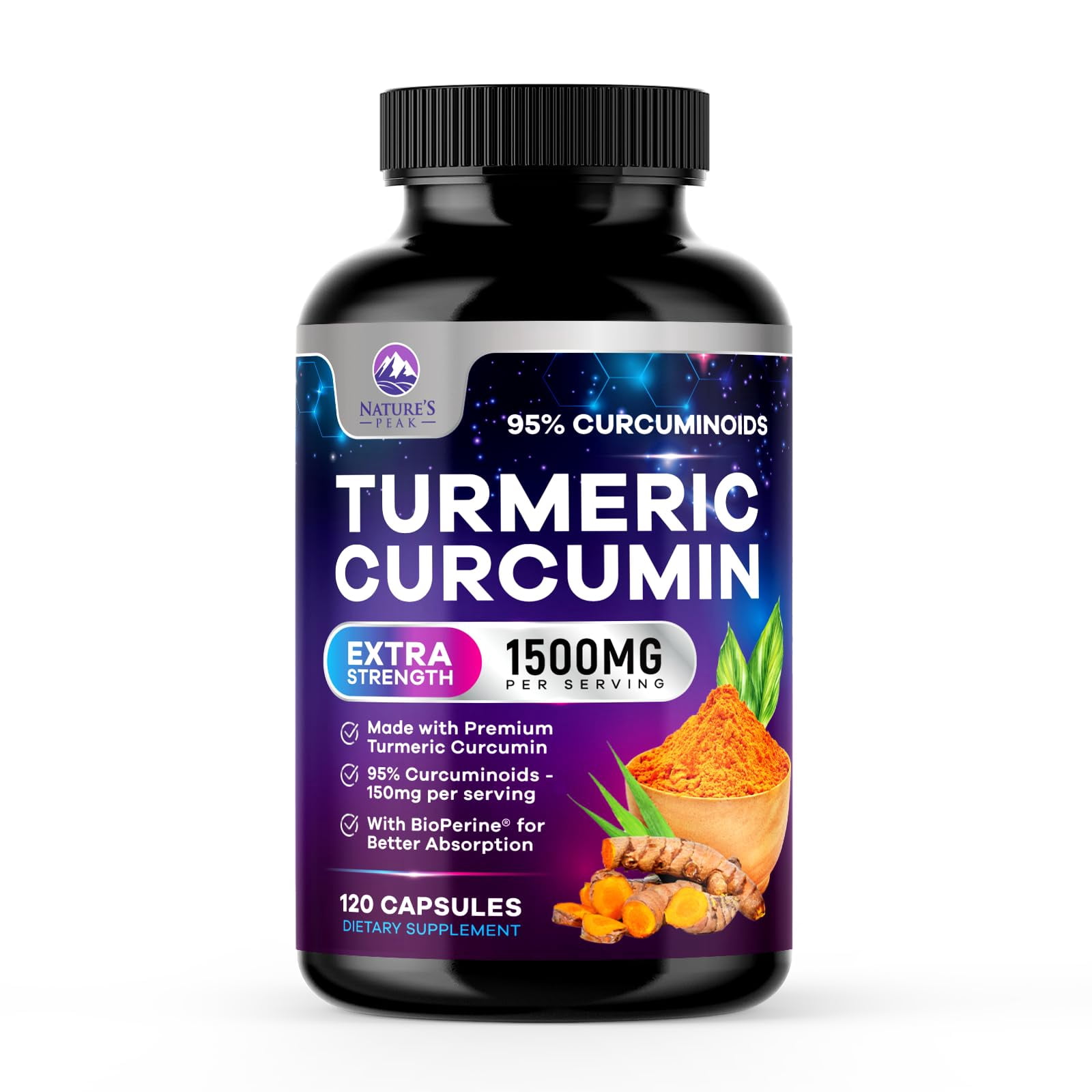 Turmeric Curcumin Supplement - 95% Curcuminoids with Organic Turmeric ...