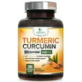 thumbnail image 1 of Turmeric Curcumin Supplement 2600mg - 95% Curcuminoids with Organic Turmeric & BioPerine Black Pepper Extract for Best Absorption, Natural Vegan Joint Support, Non-GMO, Bottled in USA - 180 Capsules, 1 of 10