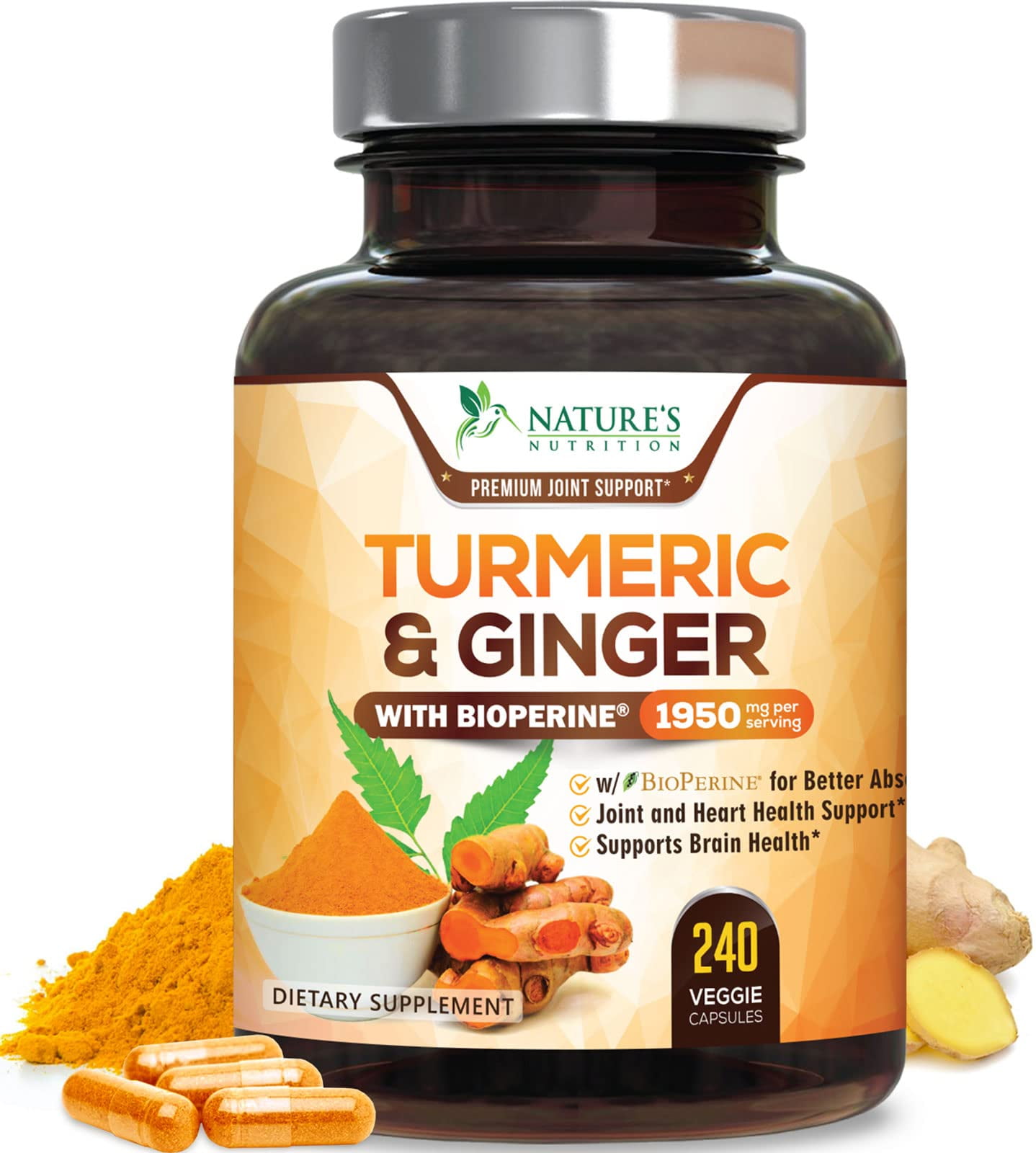 Turmeric Curcumin Supplement with BioPerine & Ginger 95 Standardized