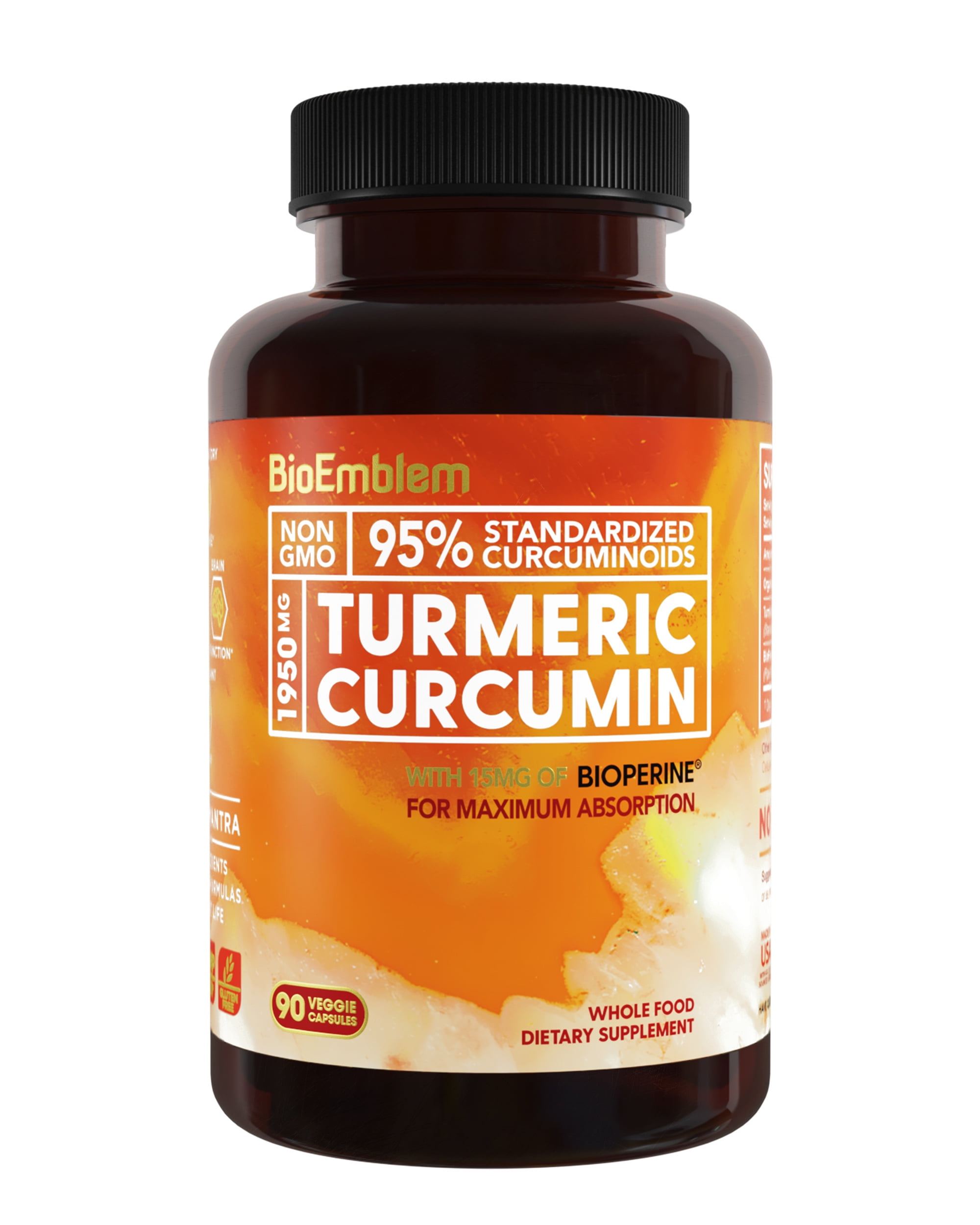 Turmeric Curcumin Supplement with BioPerine | Joint Support & Heart Health | With Organic Turmeric Powder & 95% Curcuminoids Extract | California Made, Non-GMO, 30-Day Supply
