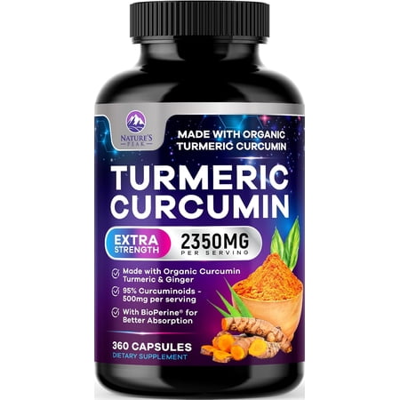 Turmeric Curcumin Supplement - 2350mg Blend - 95% Curcuminoids, Ginger & BioPerine Black Pepper for Best Absorption - Natural Vegan Joint Support, Bottled in USA - 360 Capsules