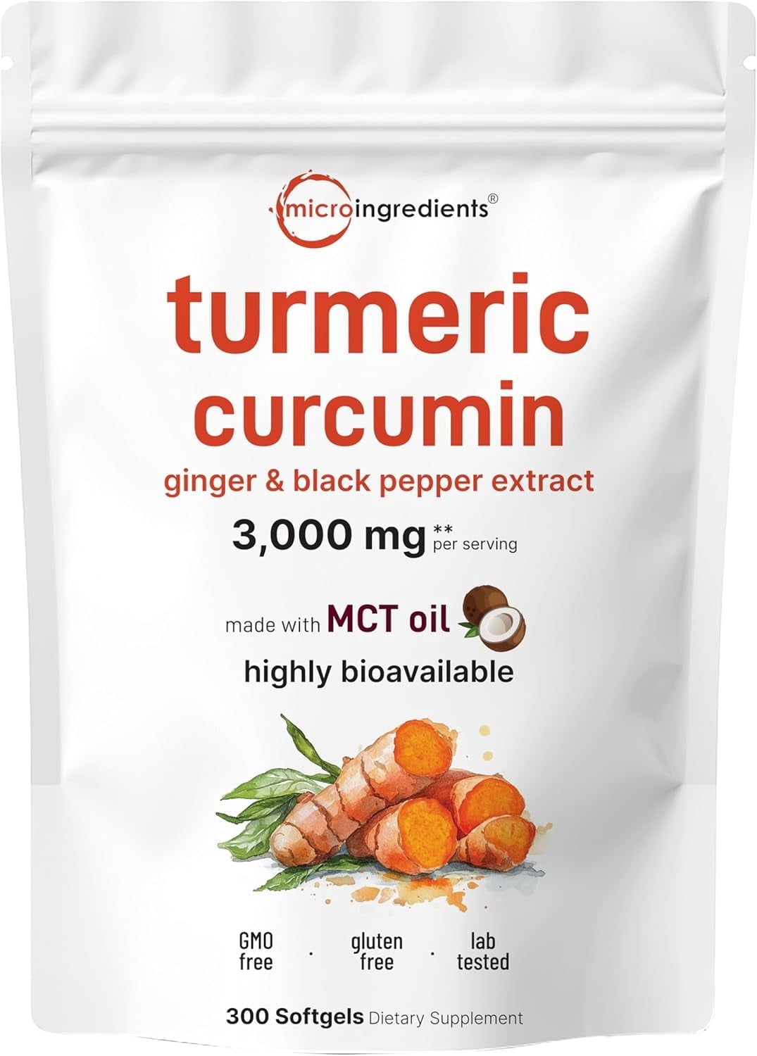 Micro Ingredients Turmeric Curcumin 3,000mg Softgels, 95% Curcuminoids ...