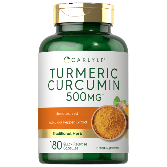 Carlyle Turmeric Curcumin with Bioperine, 500mg, 180 Capsules, Enhanced