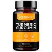 Turmeric Curcumin Supplement with Black Pepper Extract - 4200 mg Whole Curcuma Root Equivalent Per 3 Capsules Serving - Tumeric Pills by PhiNaturals
