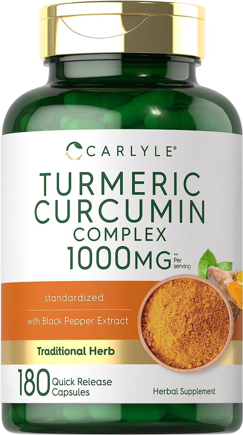 Turmeric Curcumin with Black Pepper 1000mg | 180 Capsules for Men and Women | by Carlyle