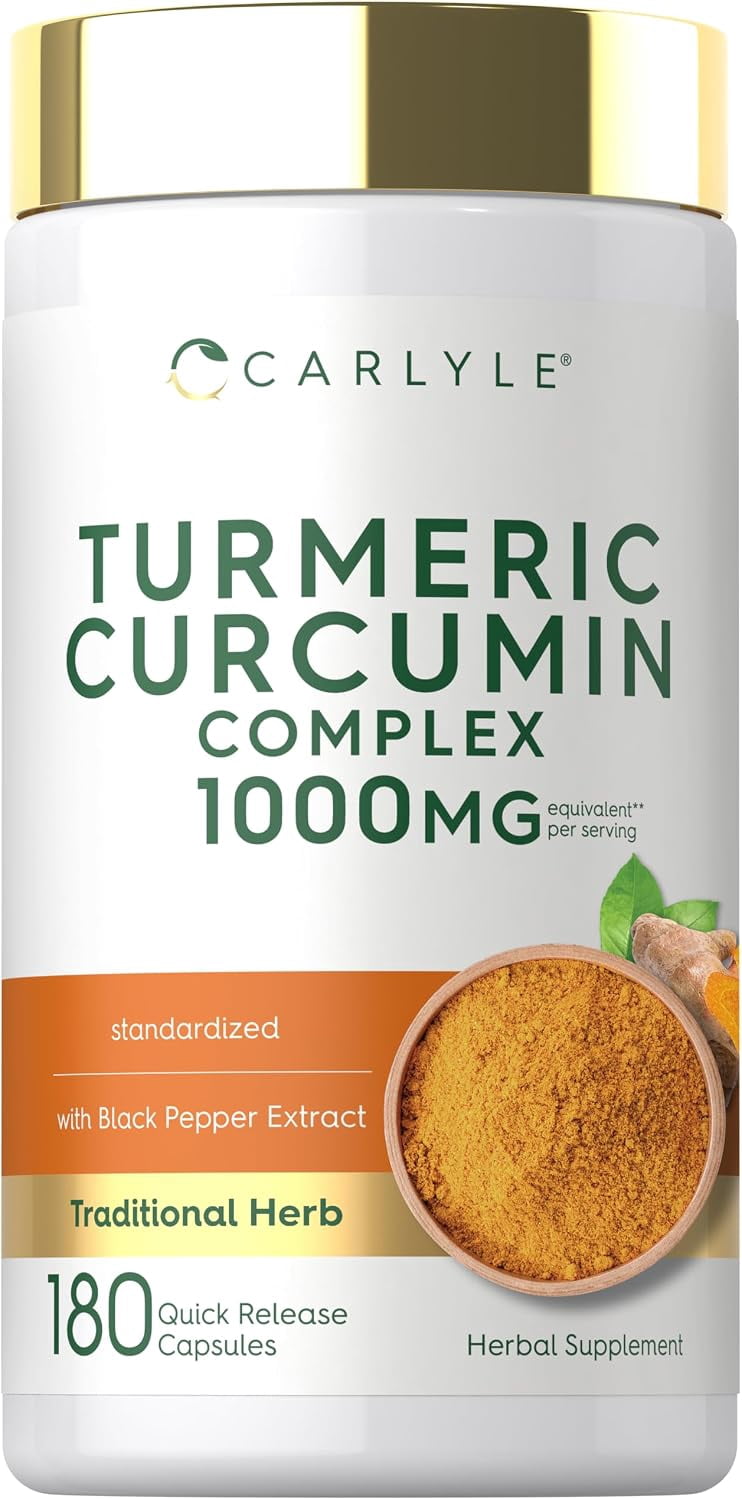 Turmeric Curcumin with Black Pepper 1000mg | 180 Capsules for Men and Women | by Carlyle