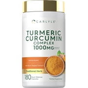 Turmeric Curcumin with Black Pepper 1000mg | 180 Capsules for Men and Women | by Carlyle