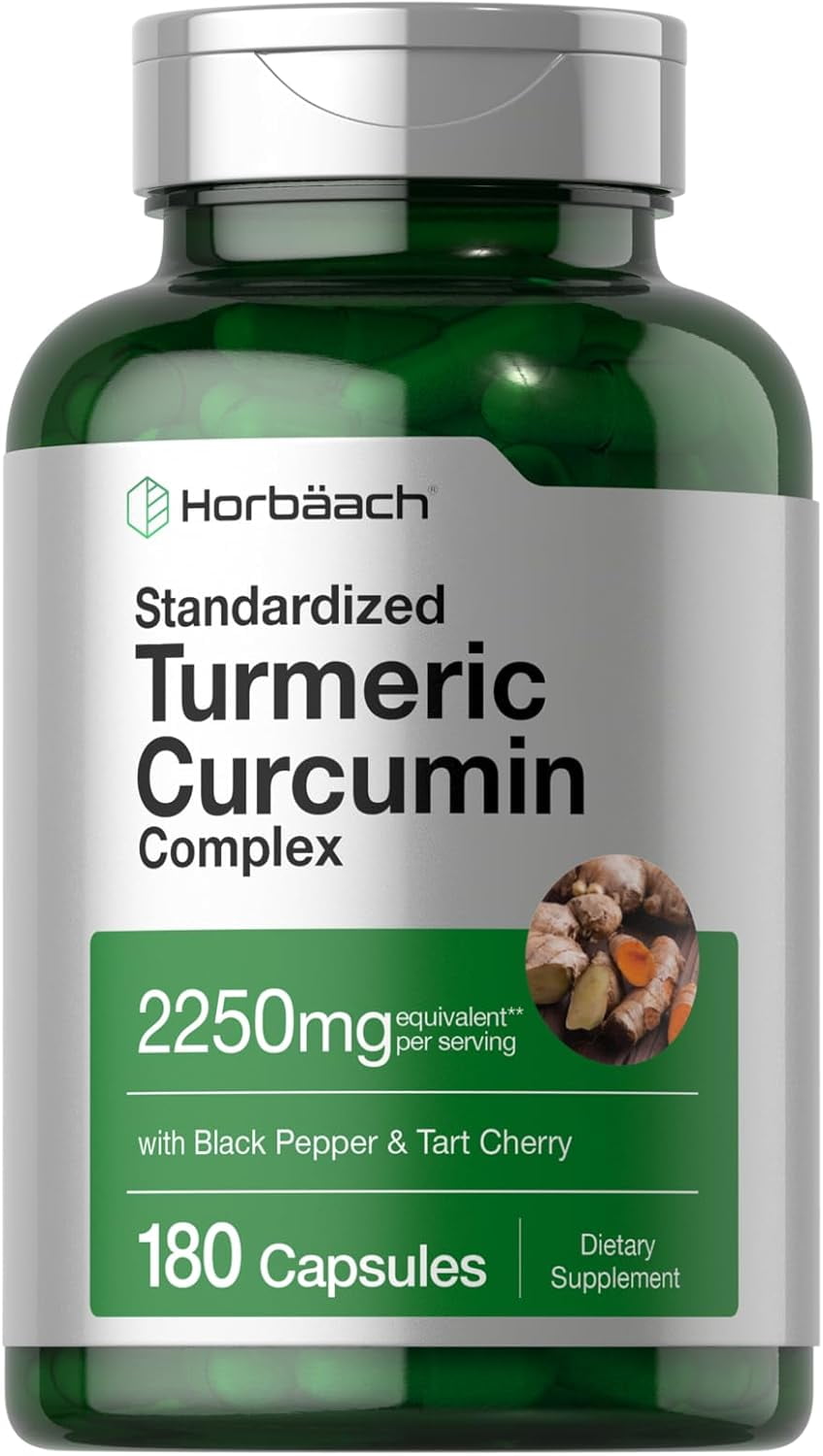 Turmeric Curcumin with Black Pepper 2250mg | 180 Capsules | with Bioperine & Tart Cherry | by Horbaach