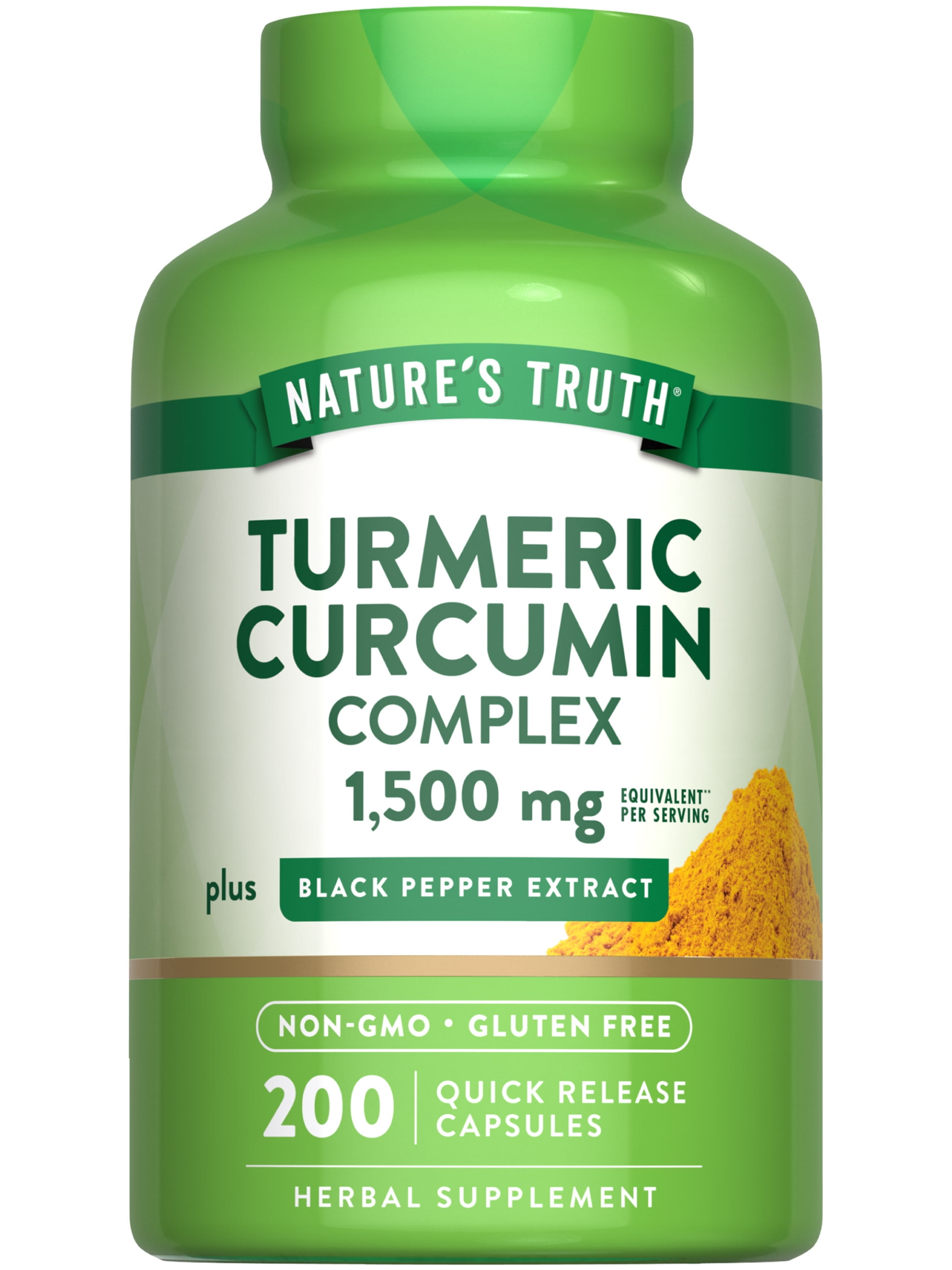 Nature's Truth Turmeric Curcumin 1500mg with Black Pepper Capsules 200 ...