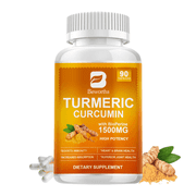 Turmeric Curcumin with Black Pepper Extract 1500mg - High Absorption Turmeric Supplement for Joint Support - 90 Vegan Capsules, Non-GMO