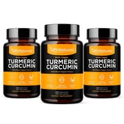 Turmeric Curcumin Supplement with Black Pepper Extract - 3 Pack - 4200 mg Whole Curcuma Root Equivalent Per 3 Capsules Serving - Tumeric Pills by PhiNaturals
