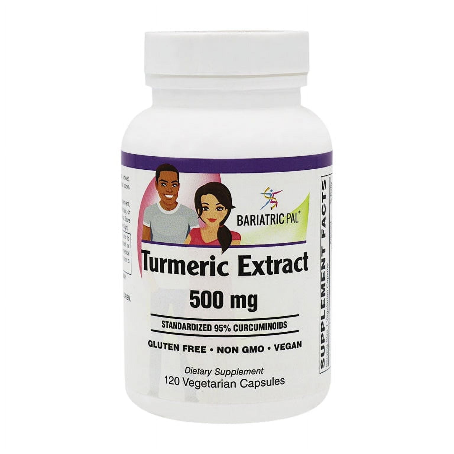 Turmeric Extract Capsules (500mg) with Curcumin C3 Complex by BariatricPal Size: 120 Count