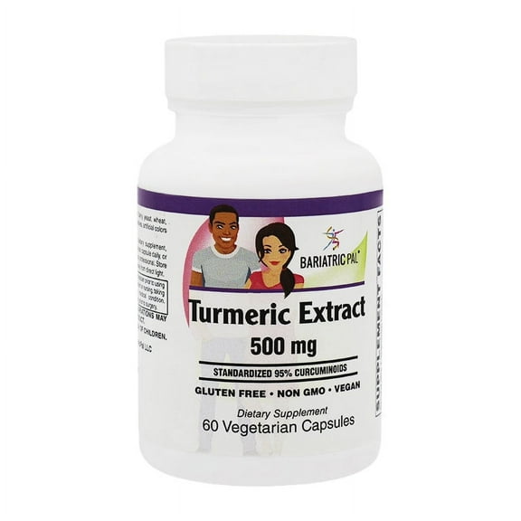 Turmeric Extract Capsules (500mg) with Curcumin C3 Complex by BariatricPal Size: 60 Count