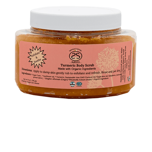 Skinsational Scents Turmeric Face & Body Scrub for Healthy & Glowing Skin, 8 oz