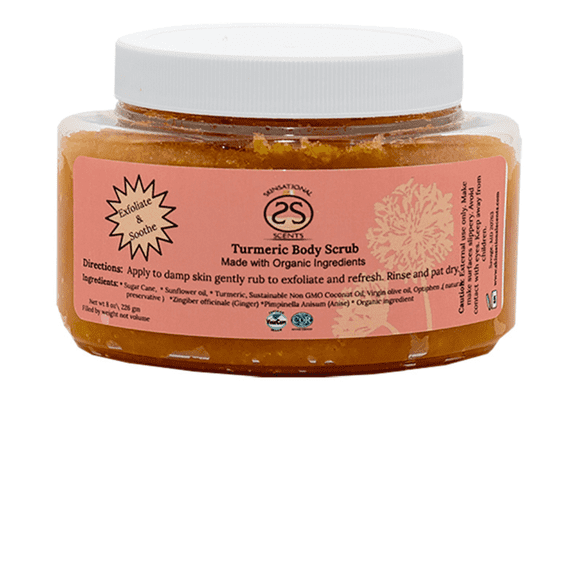 Skinsational Scents Turmeric Face & Body Scrub for Healthy & Glowing Skin, 8 oz