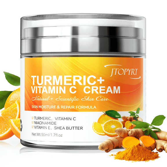 Turmeric Face Cream with Vitamin C Fades Dark Spots & Hydrates Dry & Oily Skin