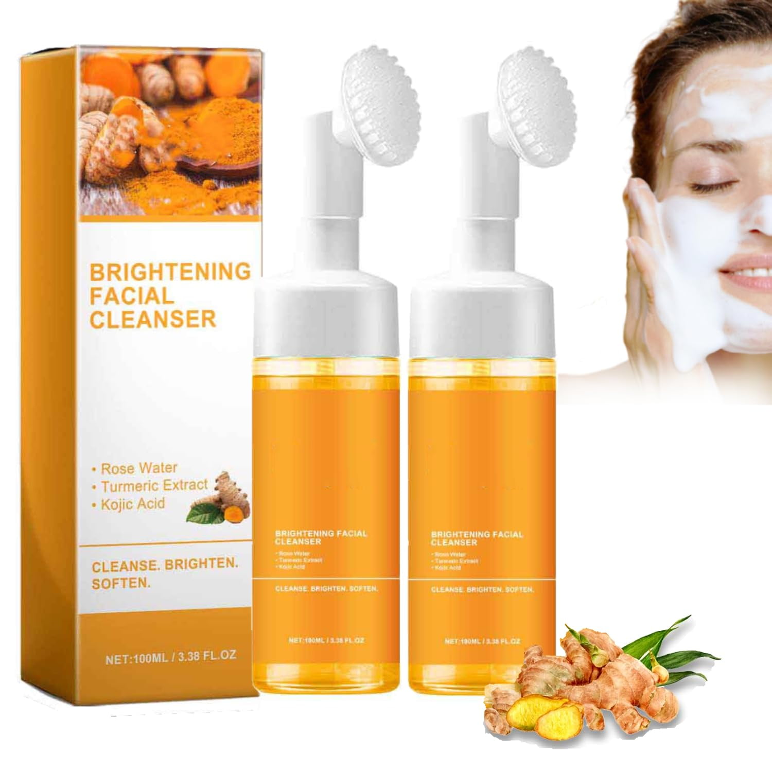 Turmeric Face Wash, 100ml Turmeric Foaming Facial Cleanser, Turmeric