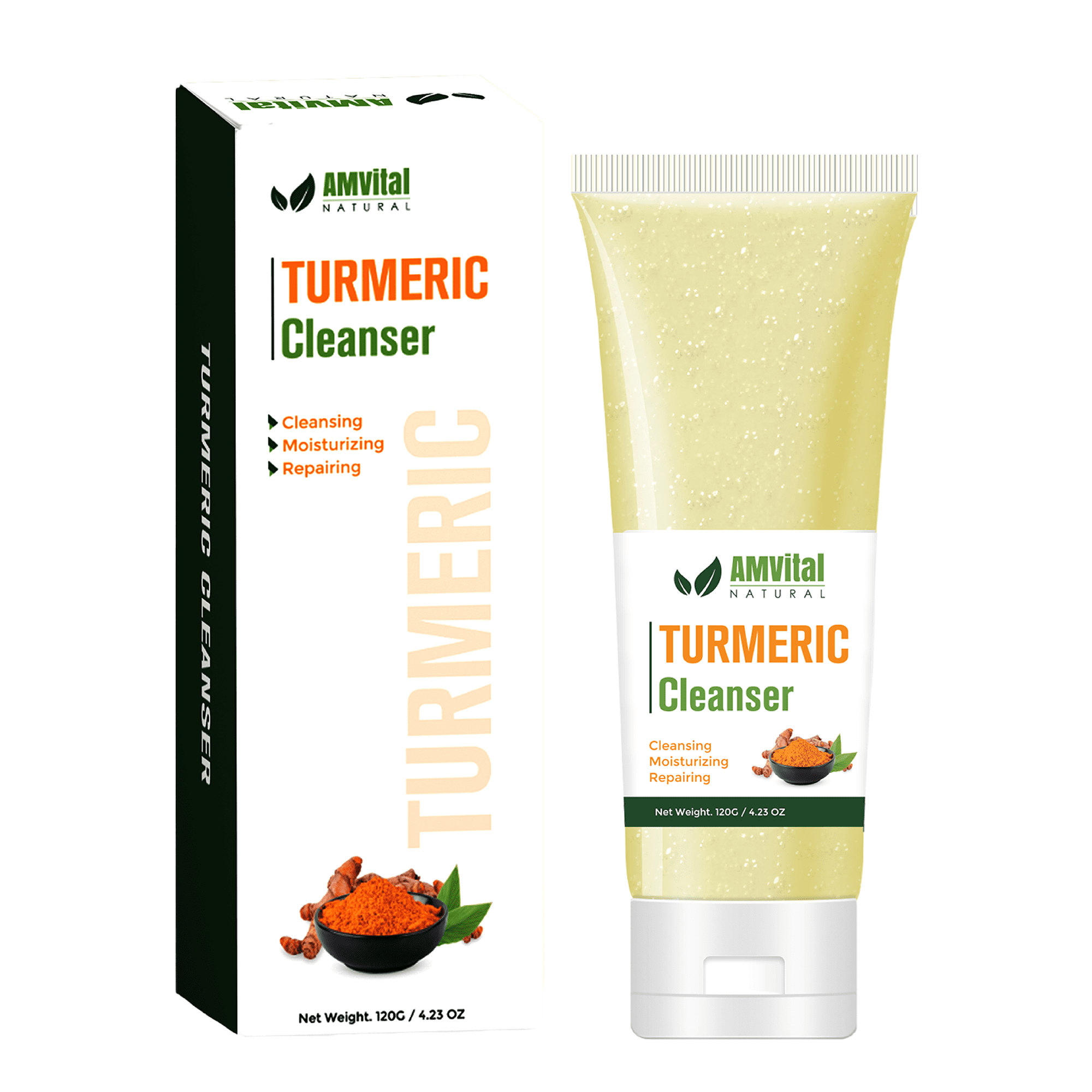 Turmeric Facial Cleanser for Brighter, Nourished Skin - Gentle Cleansing with Natural Ingredients including Turmeric, Aloe Vera, and Vitamin E - Suitable for All Skin Types
