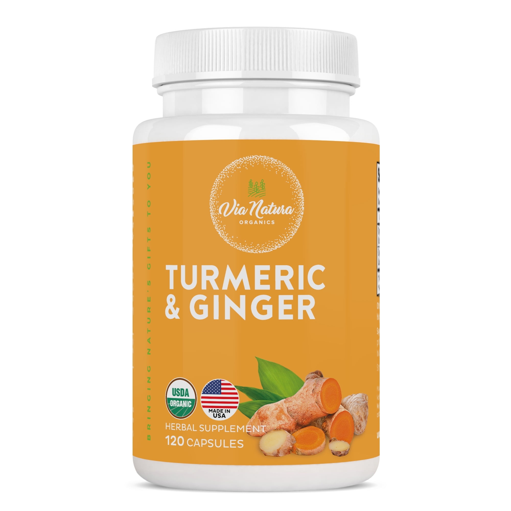 Via Natura Organics Turmeric & Ginger 1000mg Capsules Anti