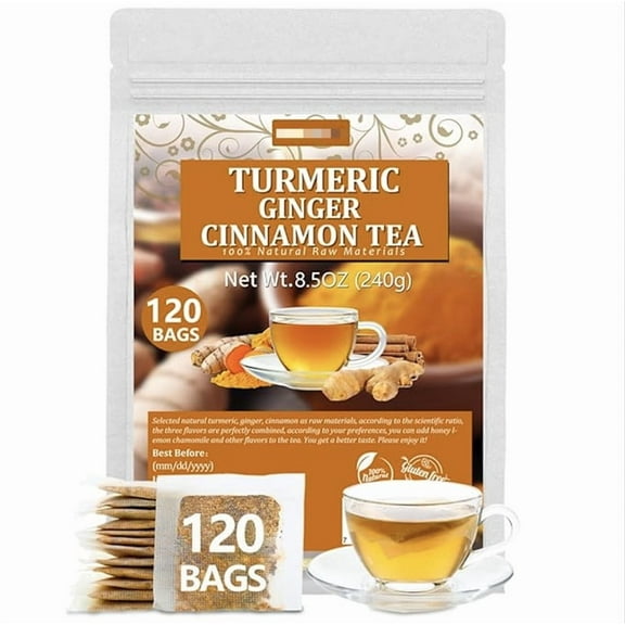Turmeric, Ginger, Cinnamon Blend Tea Bags 120 Bags Chinese Herbal Tea