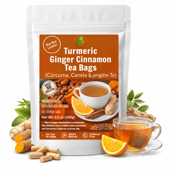 Turmeric Ginger Cinnamon Herbal Blend Tea Bags Natural Vegan Digestion & Wellness – Eco-Conscious Tea Bags, Panza
