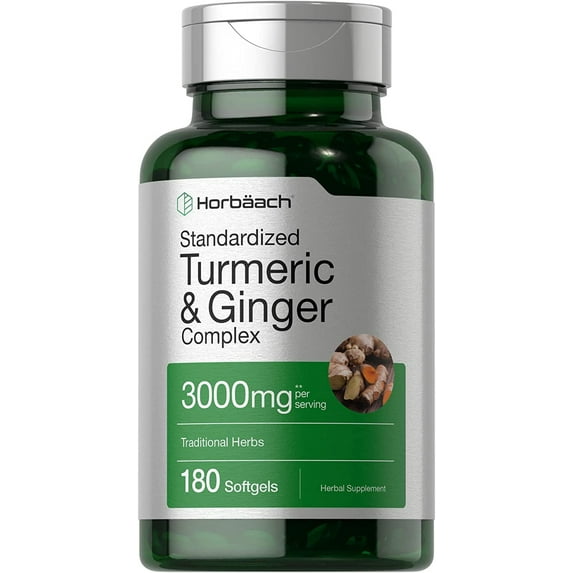 Turmeric & Ginger Complex | 3000mg Supplement for Men and Women | 180 Softgel | by Horbaach