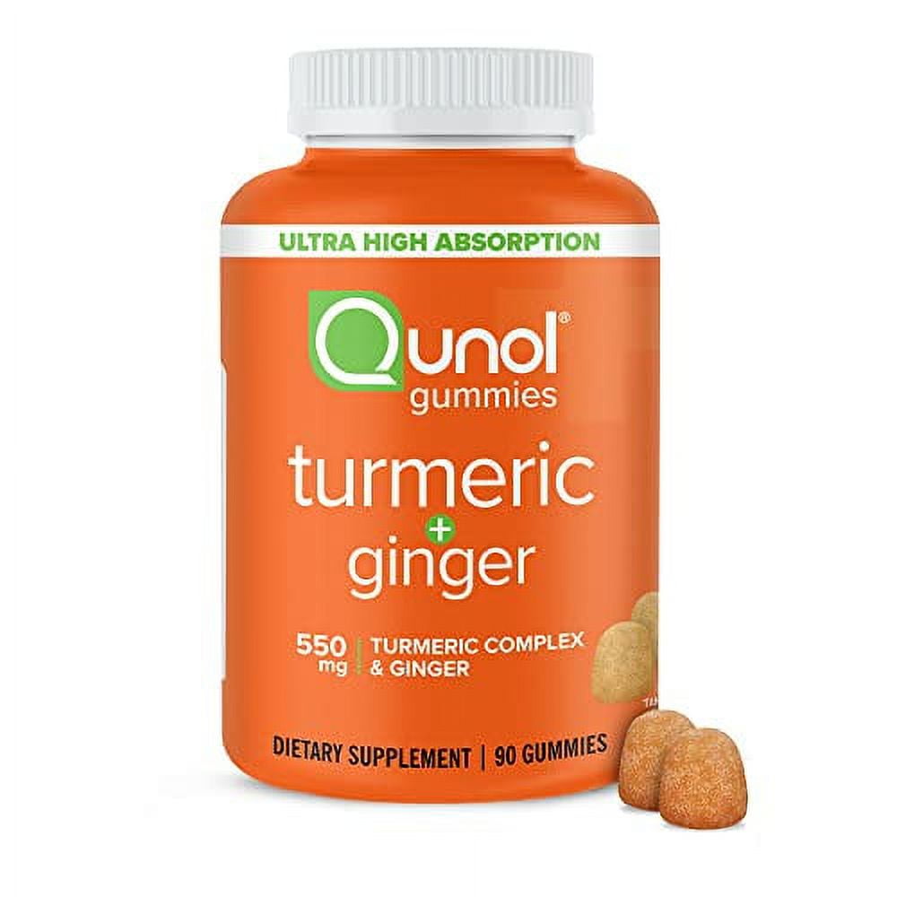 Turmeric and Ginger Gummies, Qunol Gummy with 500mg Turmeric + 50mg