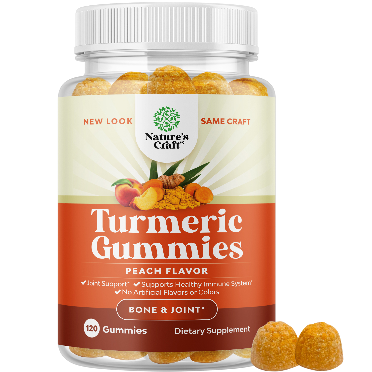 Turmeric Gummies for Adults Peach Flavor Extra Strength Health