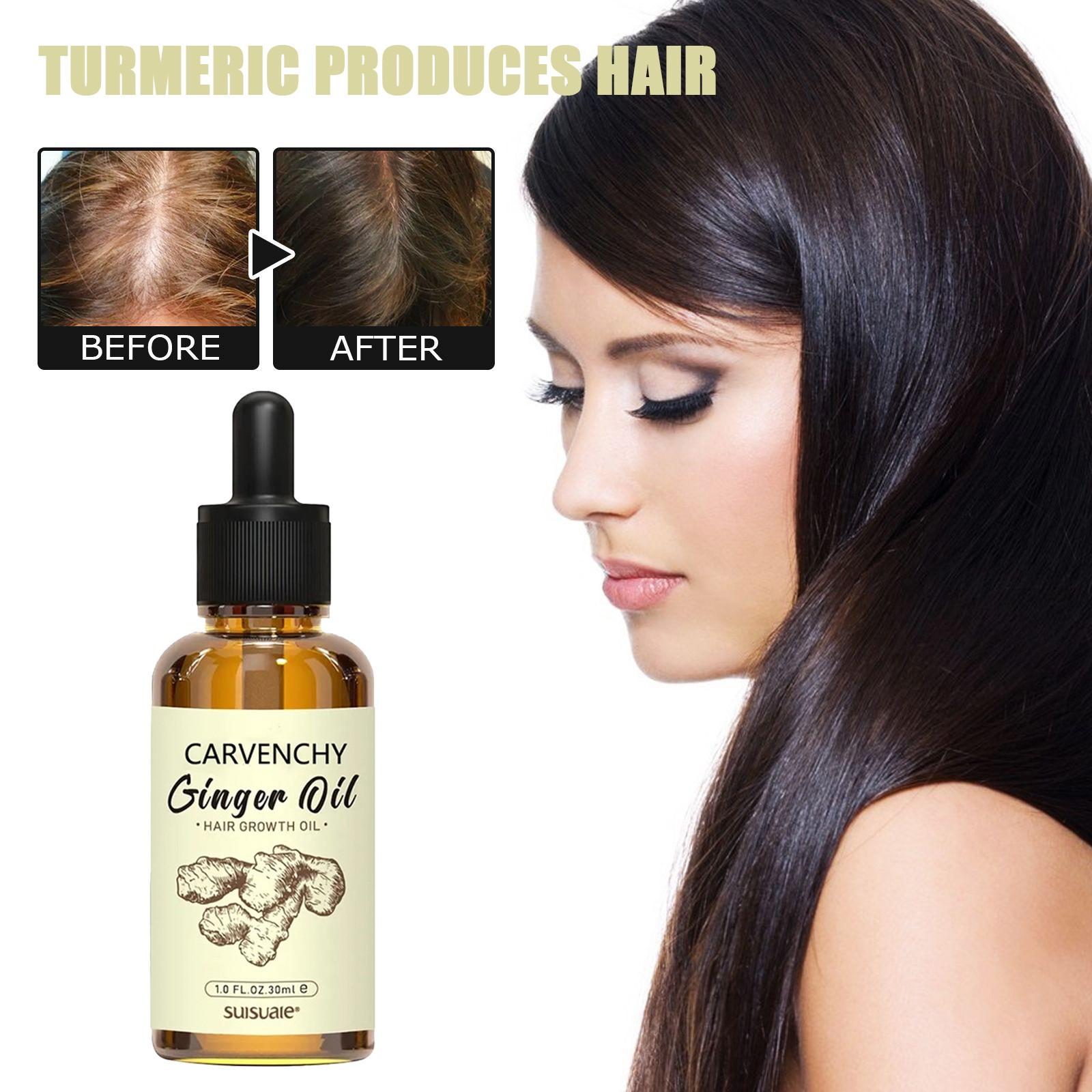 Turmeric Hair Care Oil 30ml, Hair Growth Liquid, Care For Scalp Hair