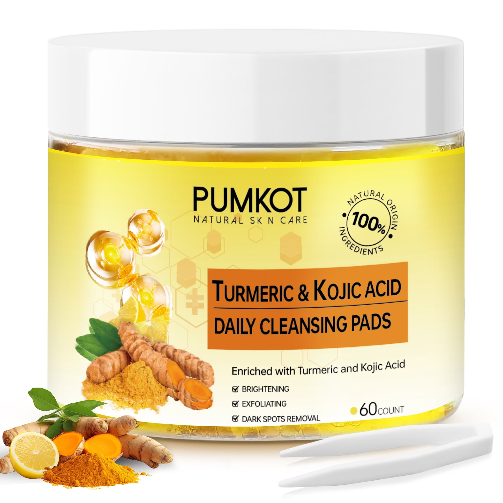 Turmeric Kojic Acid Cleansing Pads, Turmeric Cleansing Pads for Dark Spot, Turmeric Face Scrub Pads, Gently Cleans Pores, Nourishing & Firming The Skin