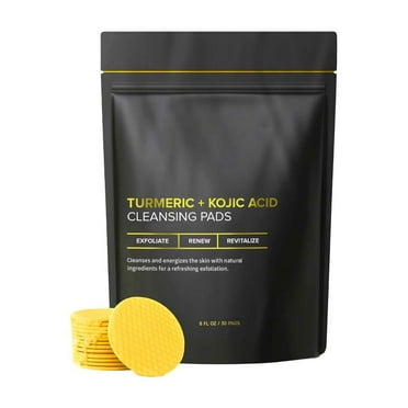 Turmeric Kojic Acid Cleansing Pads - Turmeric Face Scrub Pads with Vitamin C (30 pads), Kojic Acid and Turmeric Cleansing Pads for Exfoliation - Made With Vitamin B5