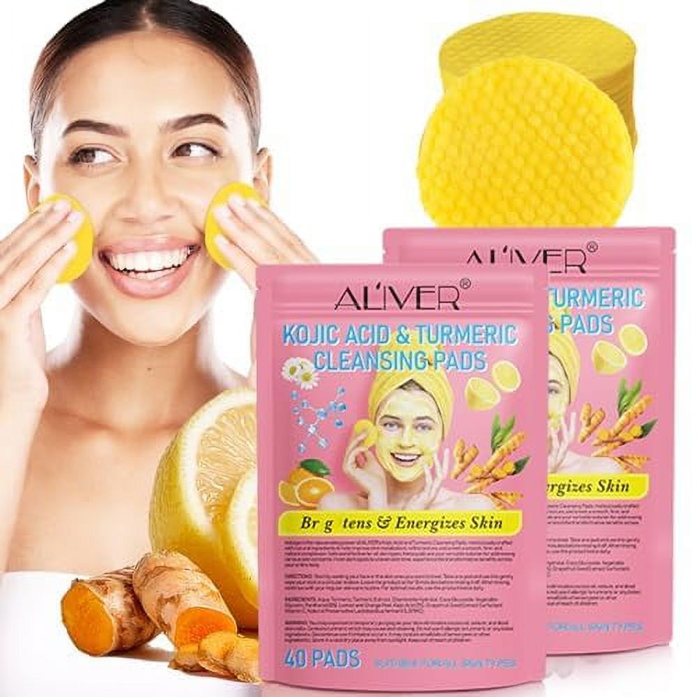 Turmeric Kojic Pads,80 Pcs Turmeric Cleansing Facial