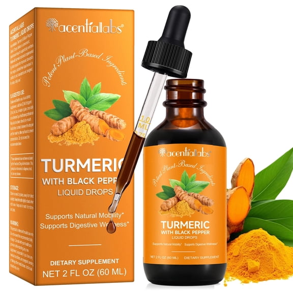 Turmeric Liquid Drops with Black Pepper, Digestion & Immune Support, Dietary Supplement, 60 ml
