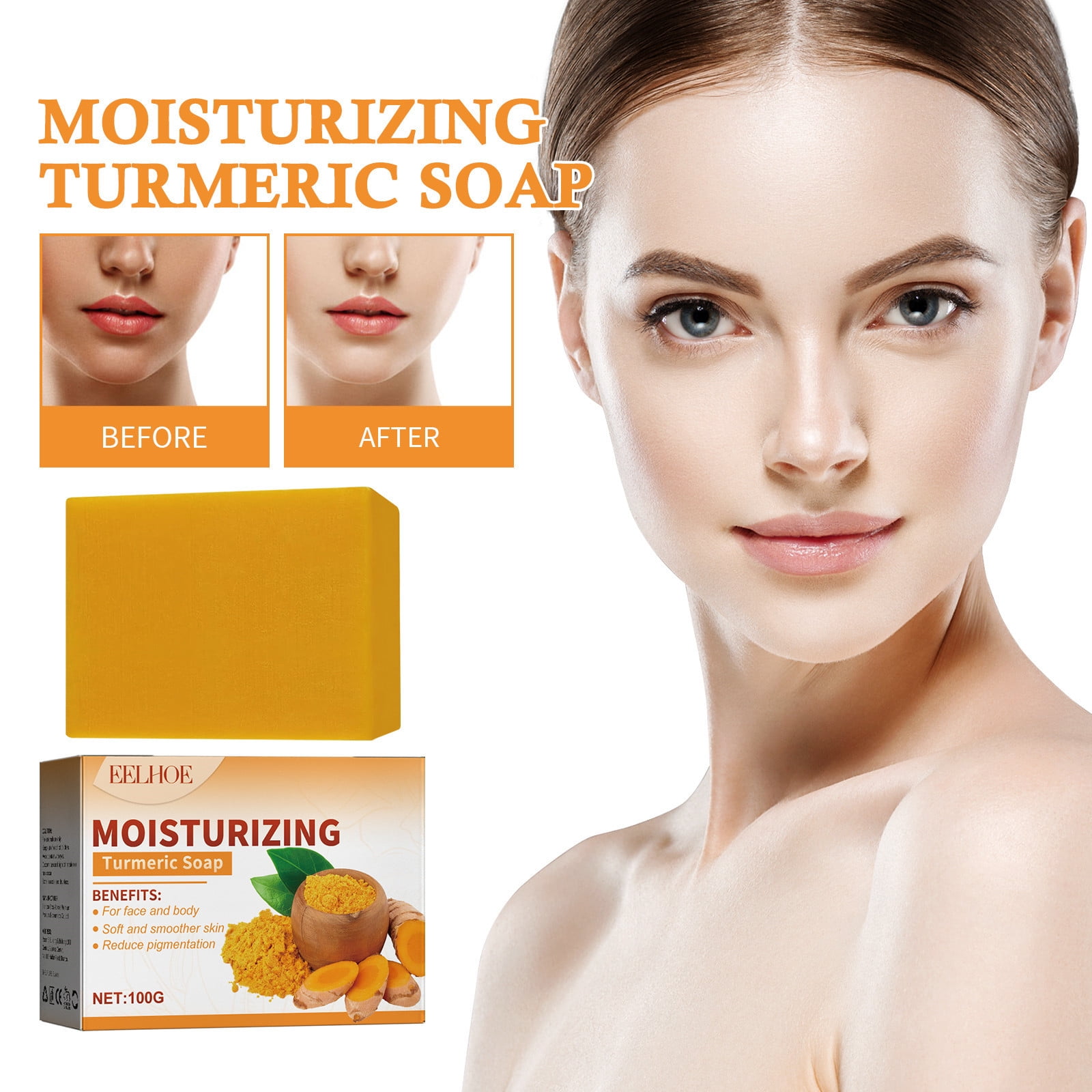 Turmeric Soap Bar For Face & Body - Natural Turmeric Skin Bar